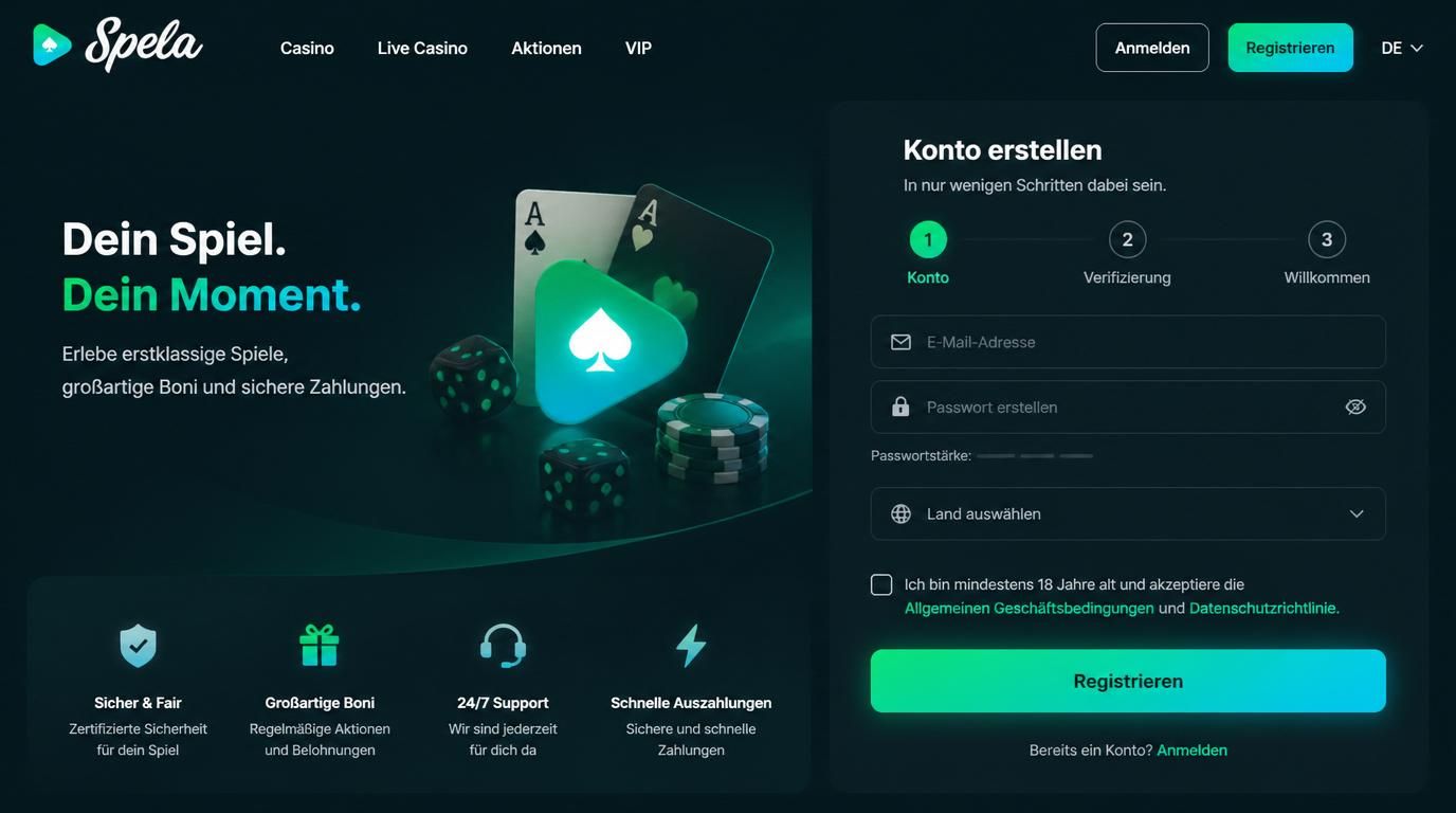 Ein Screenshot-artiges Layout mit nummerierten Schritten zur Registrierung.